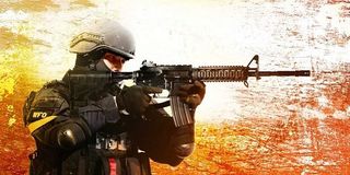 A gun-toting avatar in Counter Strike Global Offensive.