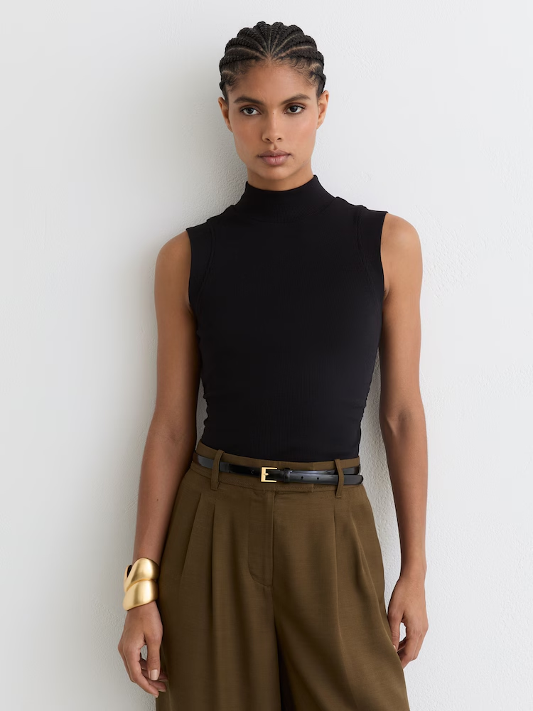 Reiss, Stretch-Cotton High-Neck Ves