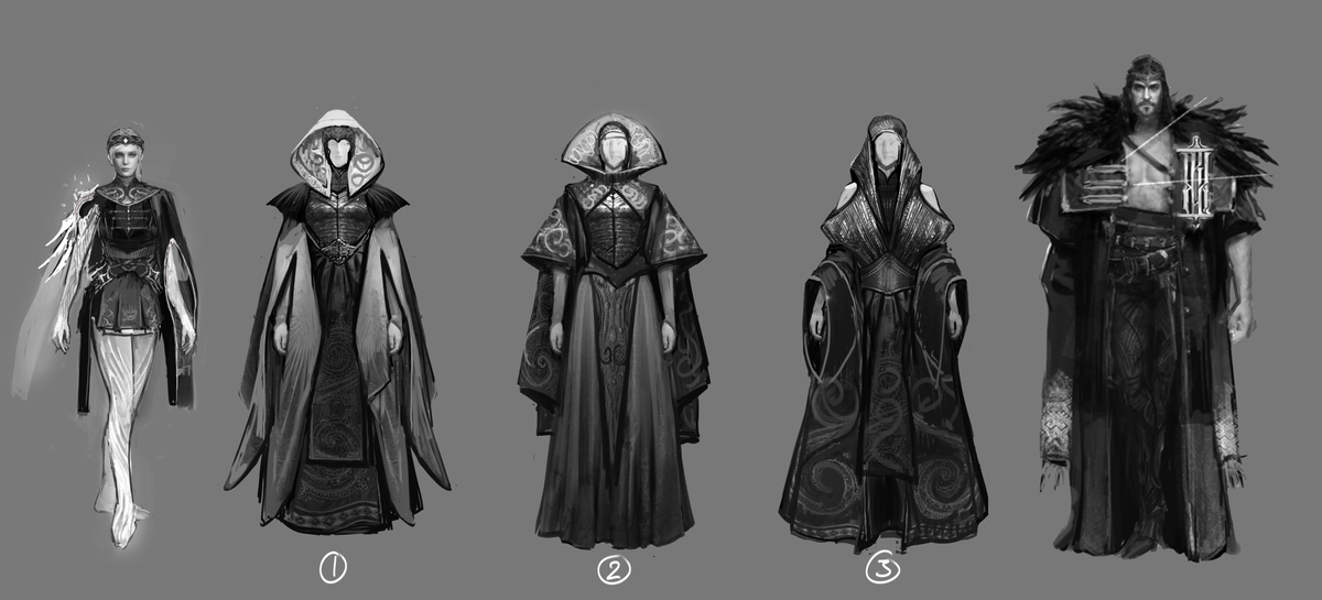 Concept art of bird people for a video game