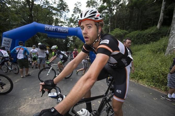 Cyclingnews journo Alex Malone (Satalyst - Giant) feels the strain of Mount Warning.