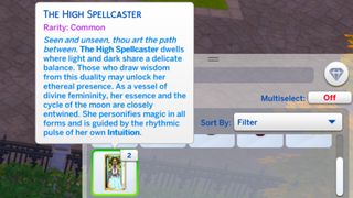 An inventory showing a tarot card collection in The Sims 4