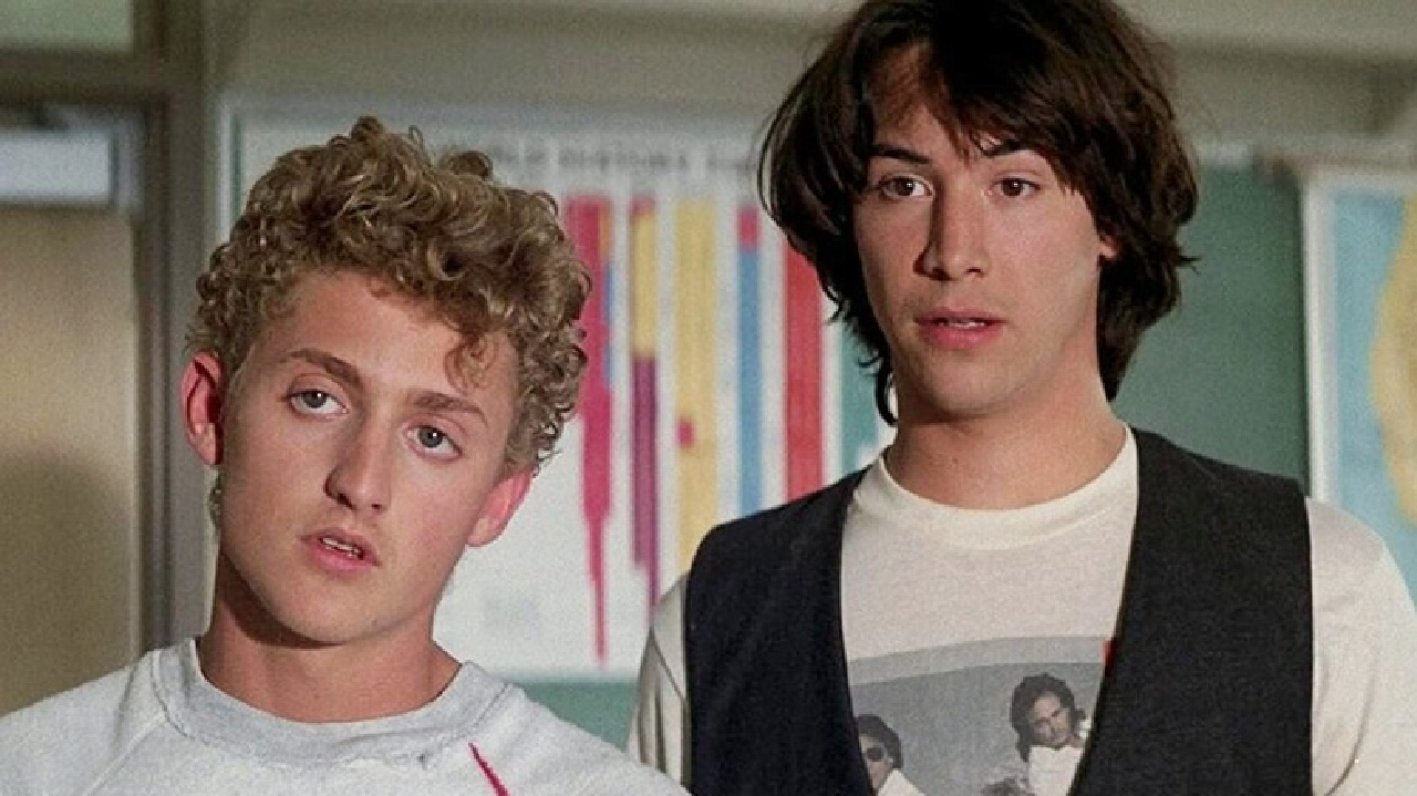Keanu Reeves and Alex Winter in Bill and Ted's Excellent Adventure.