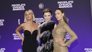 'Pivoting' stars Eliza Coupe, Ginnifer Goodwin and Maggie Q (L-R) attending the 47th Annual People's Choice Awards on Dec. 7, 2021.