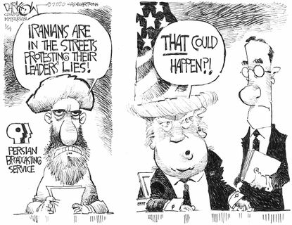 Political Cartoon U.S. Iran protests Trump&nbsp;