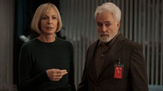 Allison Janney and Bradley Whitford are shown as Grace and Todd Penn on The Diplomat Season 3.