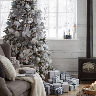 White christmas tree in living room