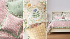 composite of three bedding items from the Anthropologie Ellen Merchant collection inspired by the changing of seasons