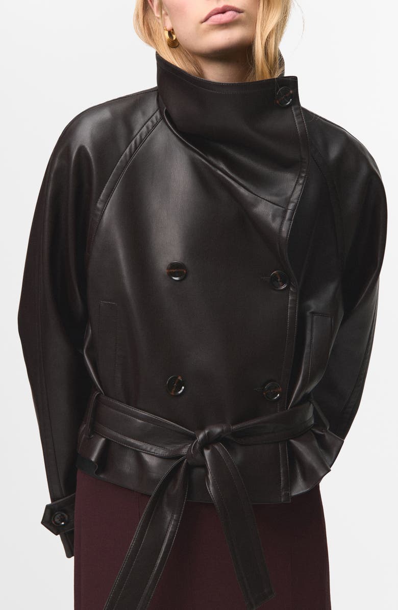 Faux Leather Maxi Jacket