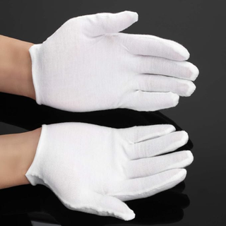 White Cotton Gloves Large Size for Men Women 
