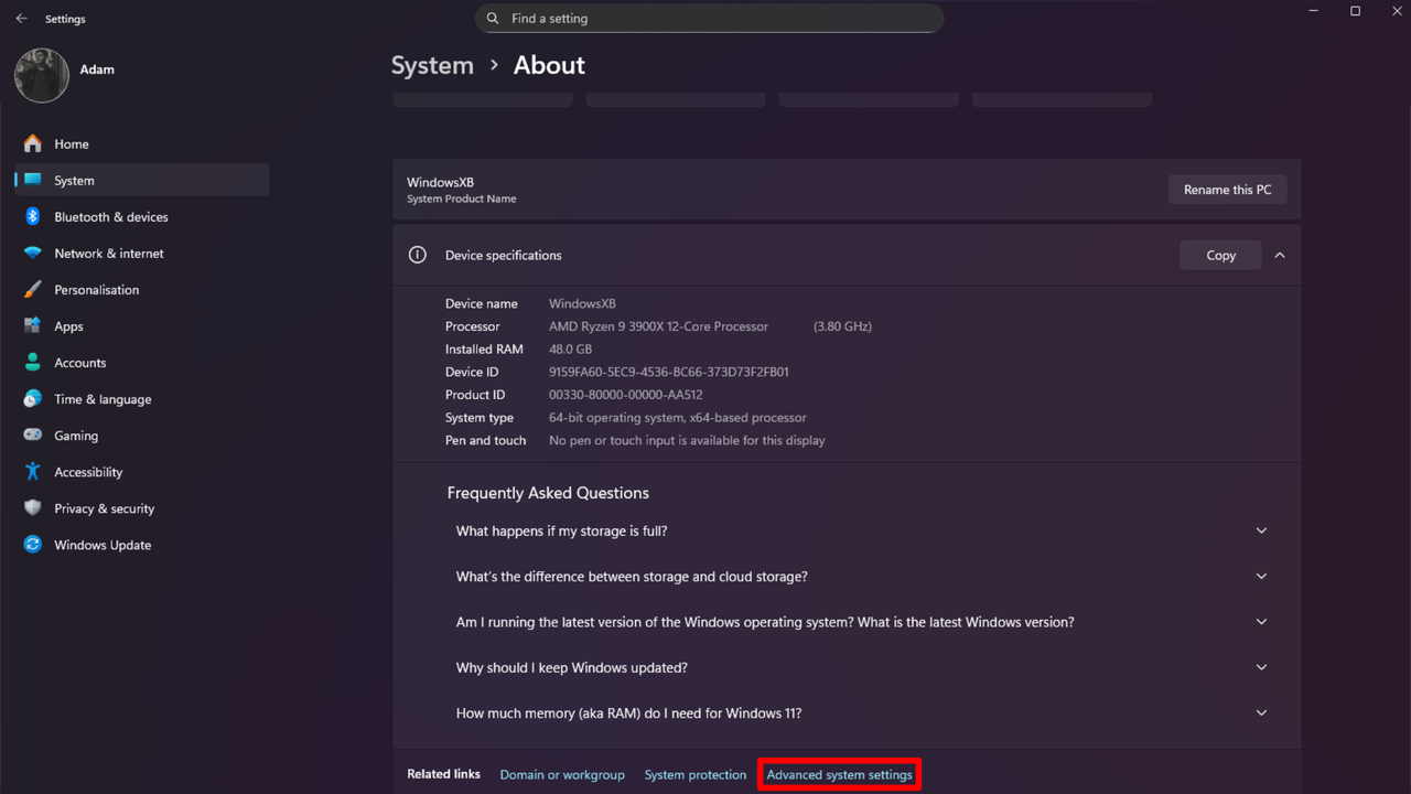 Windows 11 settings
