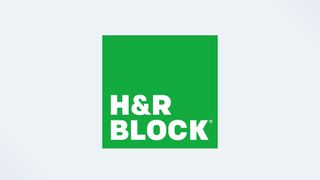 H&R Block Deluxe 2023 tax software logo on a blue background