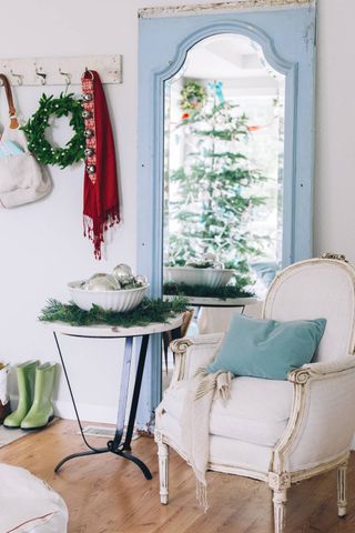 Boot room with vintage furniture