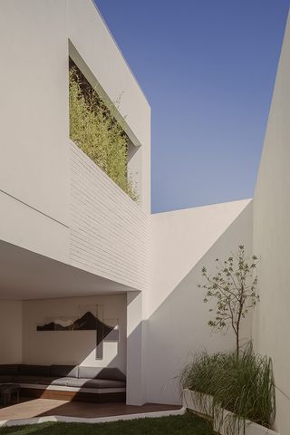 Casa Sexta by All Arquitectura planted courtyard and blue skies