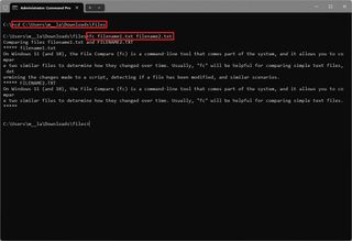 fc compare files command