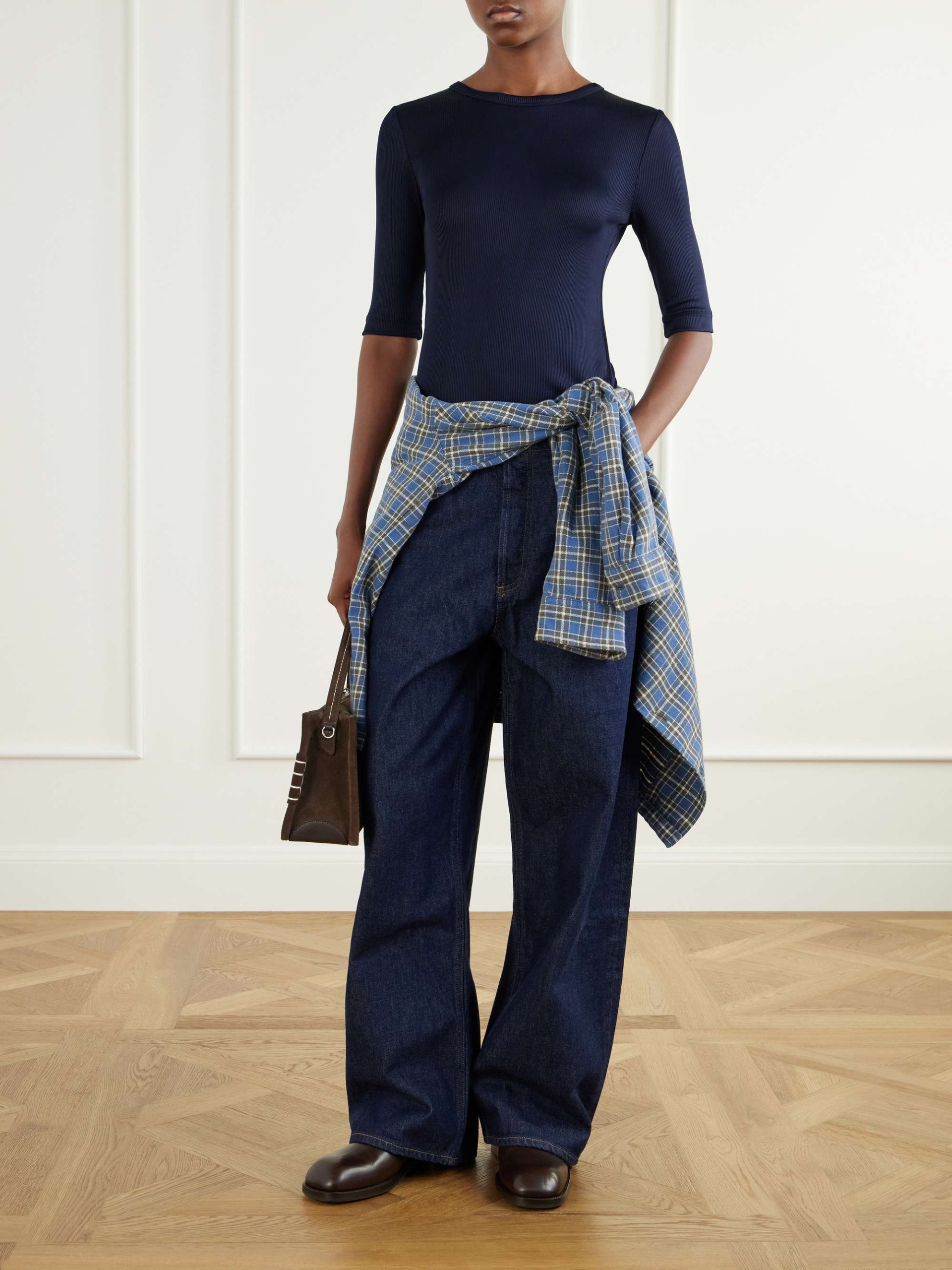 Rounded Baggy Regenerative Cotton Mid-Rise Wide-Leg Jeans