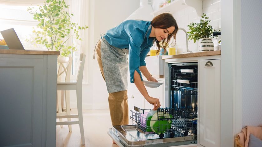 woman loading dishwasher