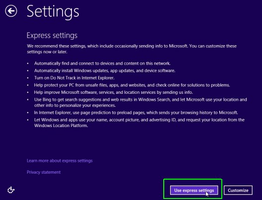 Use Express Settings