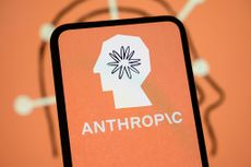 Anthropic logo is displayed on the screen of a smartphone