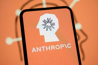 Anthropic logo is displayed on the screen of a smartphone