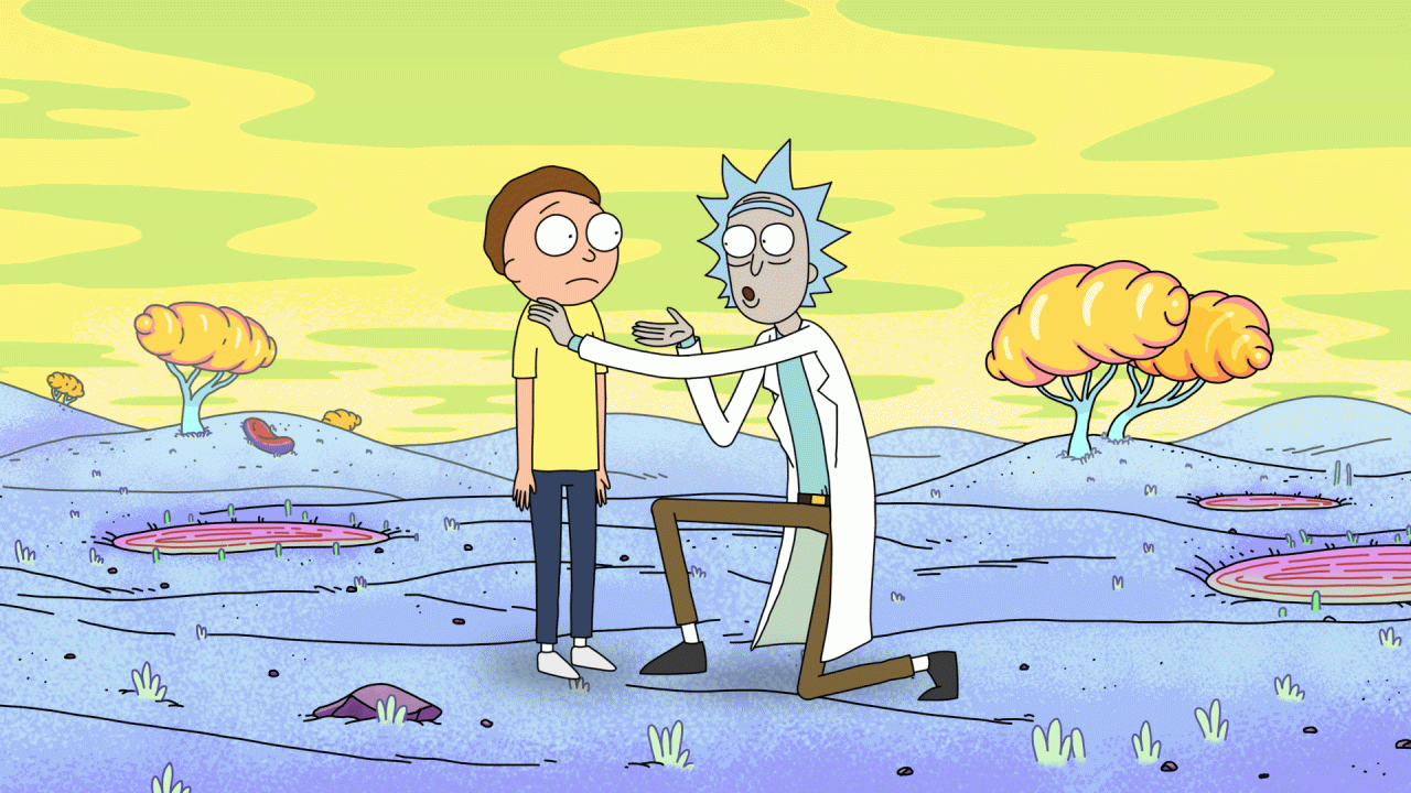 Rick and Morty on their show.
