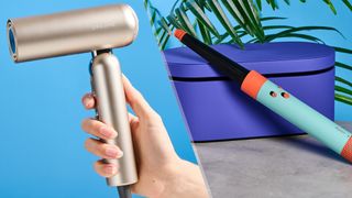 Dreame pocket hair dryer on the left and Dyson Airwrap i.d on the right