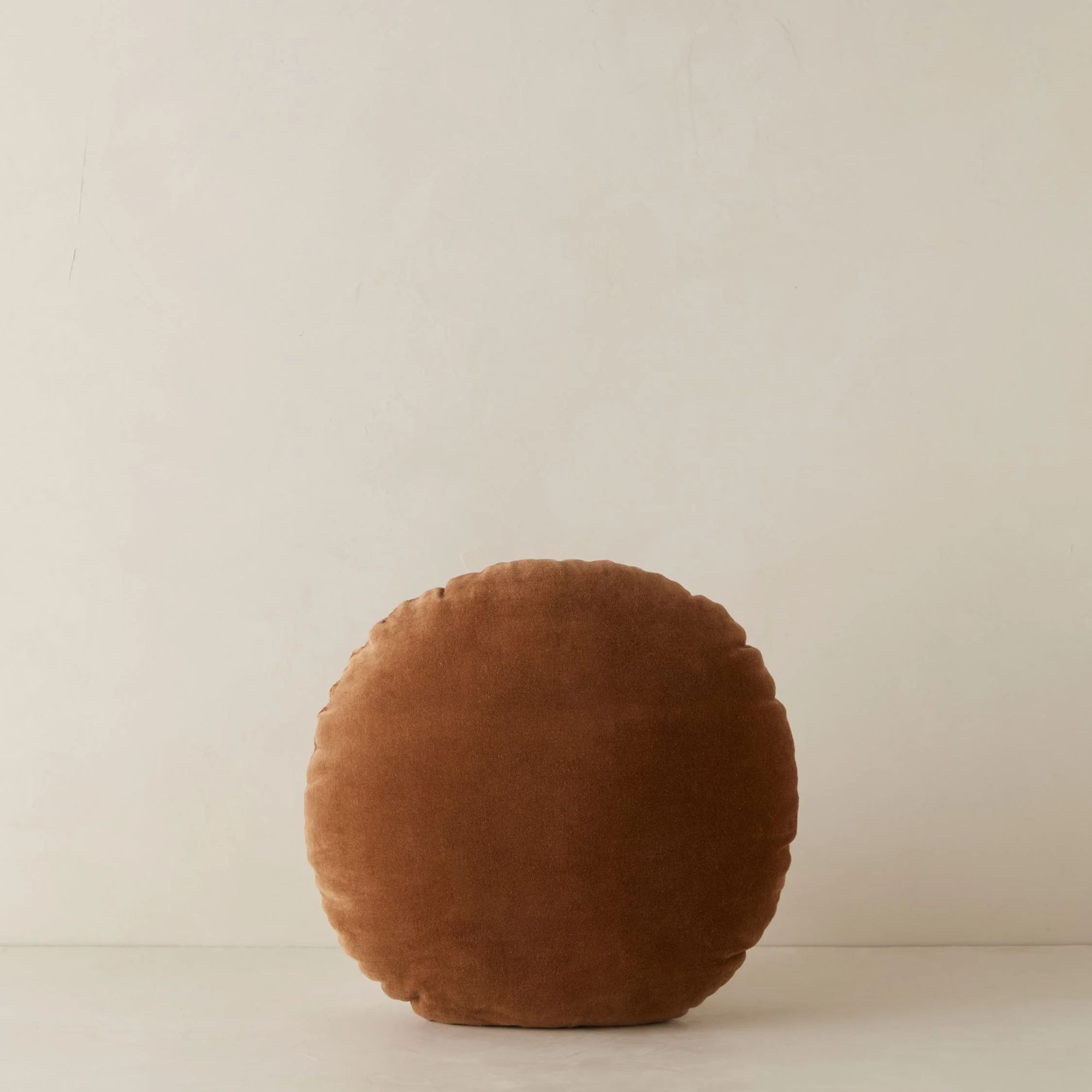 burnt orange velvet round pillow