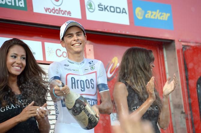 Warren Barguil celebrates his first major pro victory
