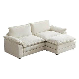 White cloud couch dupe with ottoman