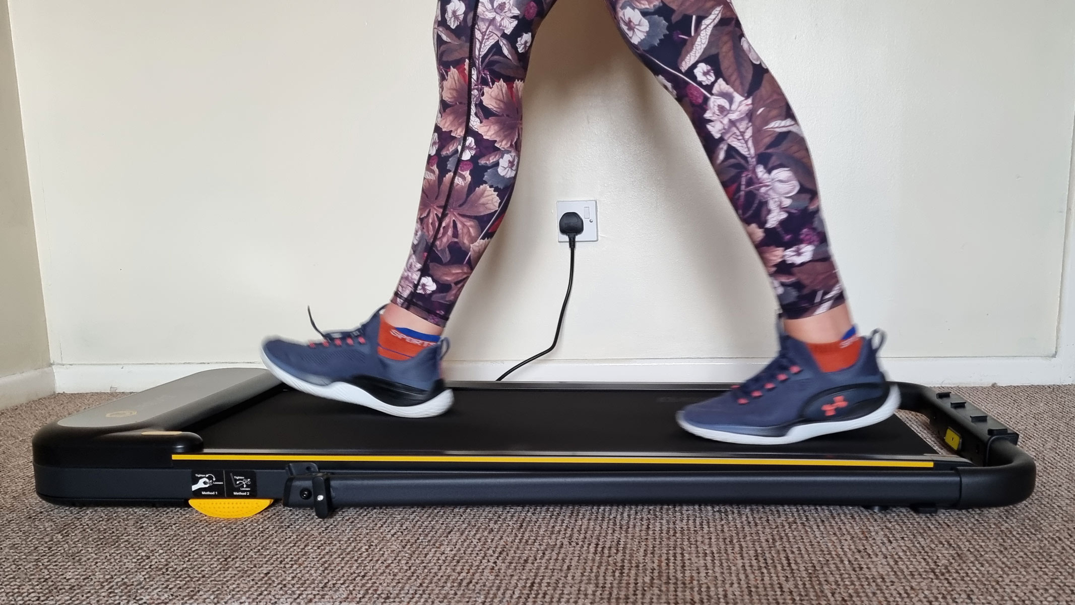 UREVO Strol 2E treadmill being tested by our reviewer