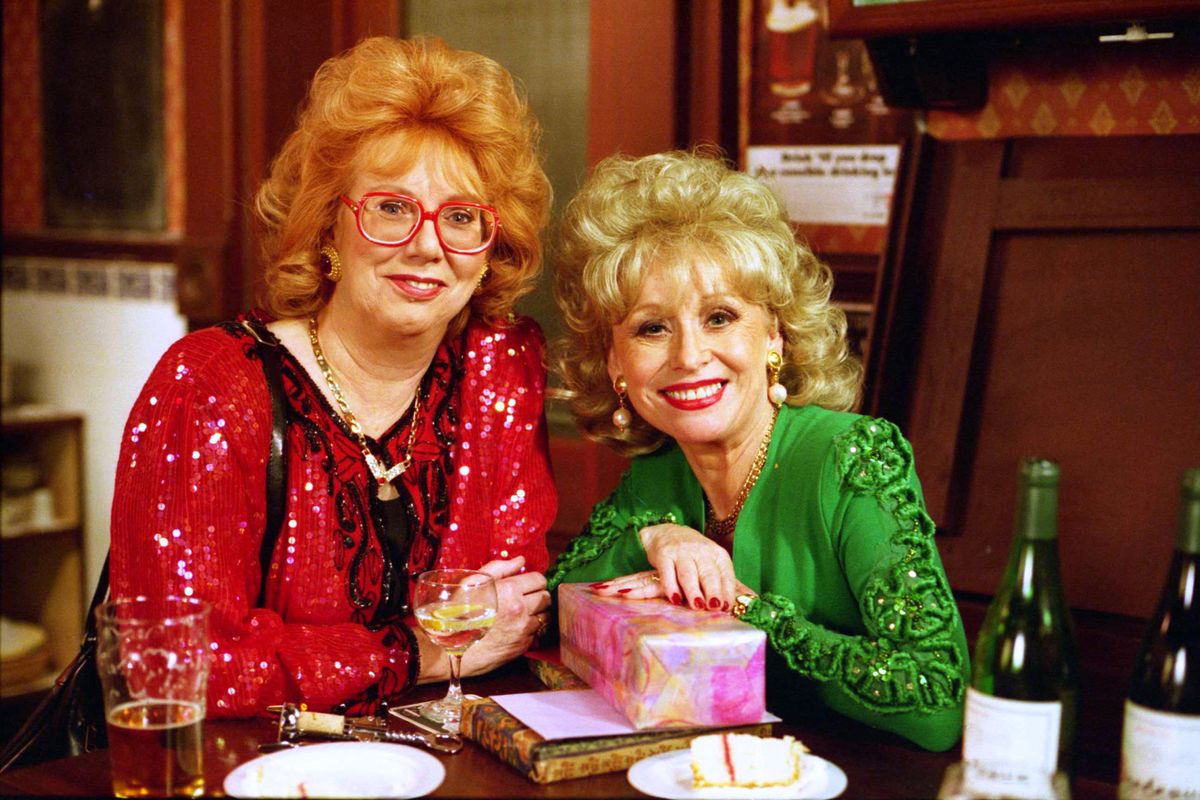 Anna Karen and Barbara Windsor on the set of &#039;EastEnders&#039;.