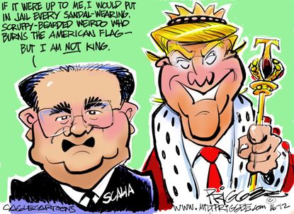 Political cartoon U.S. Donald Trump Antonin Scalia