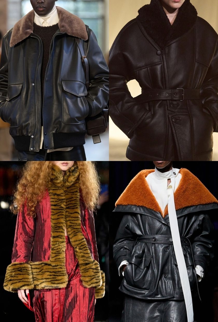 Faux-fur collar jackets on the Gabriela Hearst, Balmain, Kim Shui and Ferragamo A/W 2026 runways