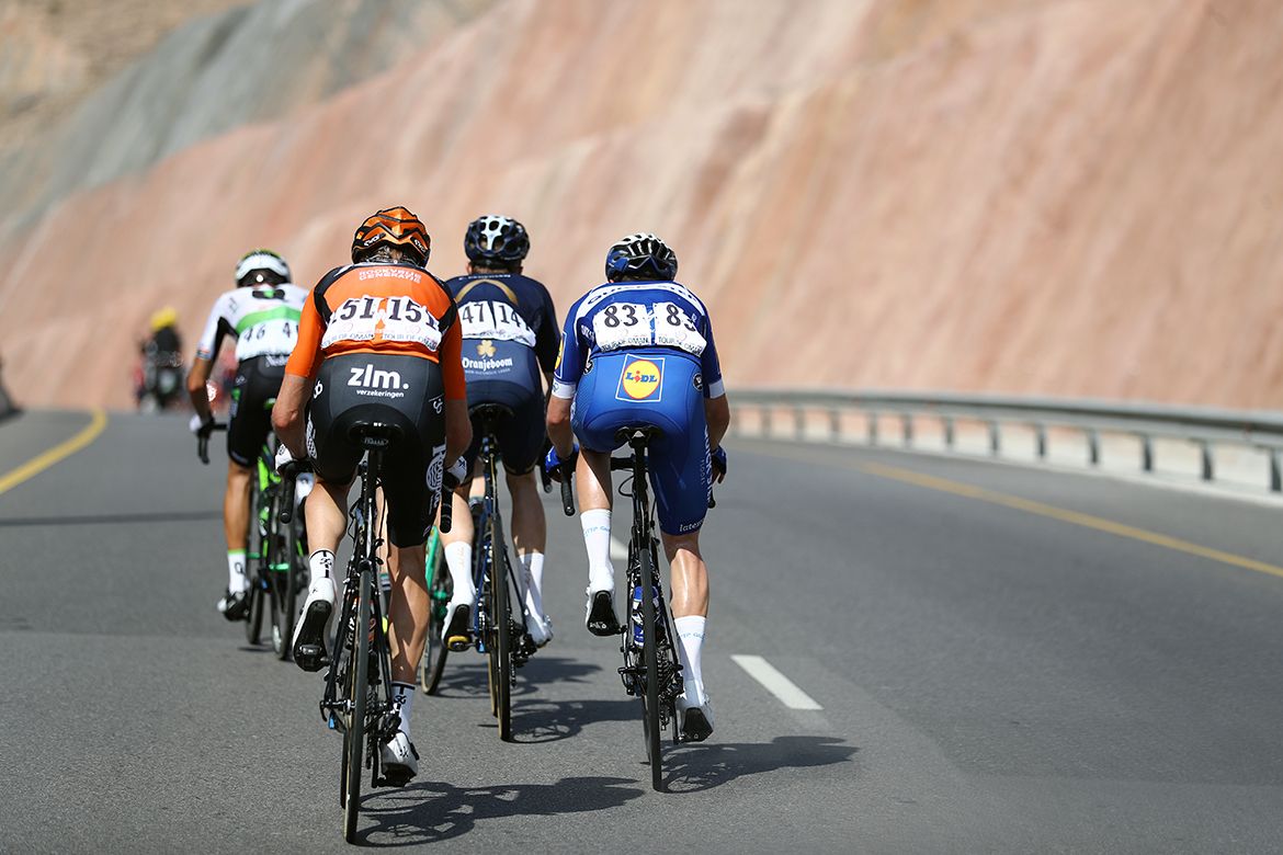 The escapees on stage 4 of the Tour of Oman.