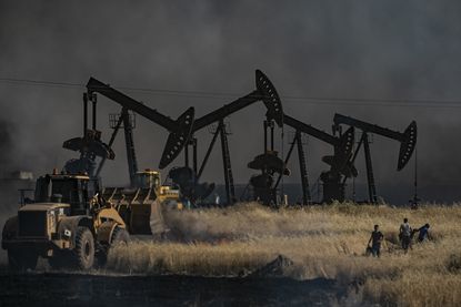 Oil rigs.