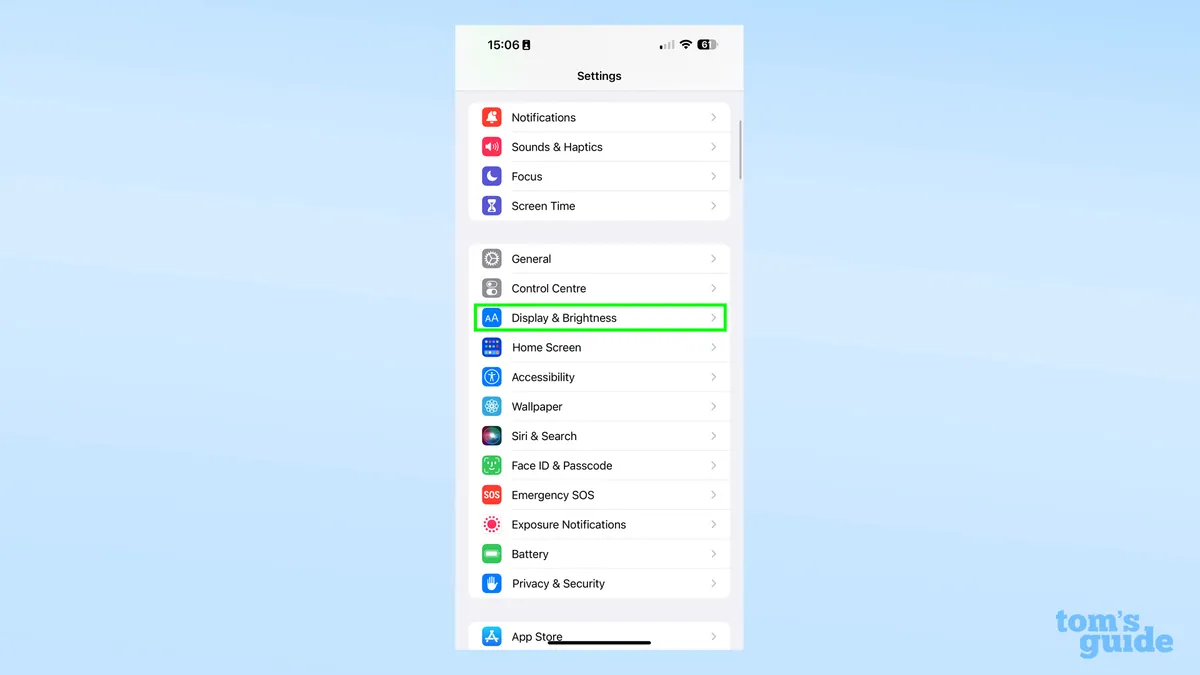 1. Access the Display and brightness menu in the Settings app