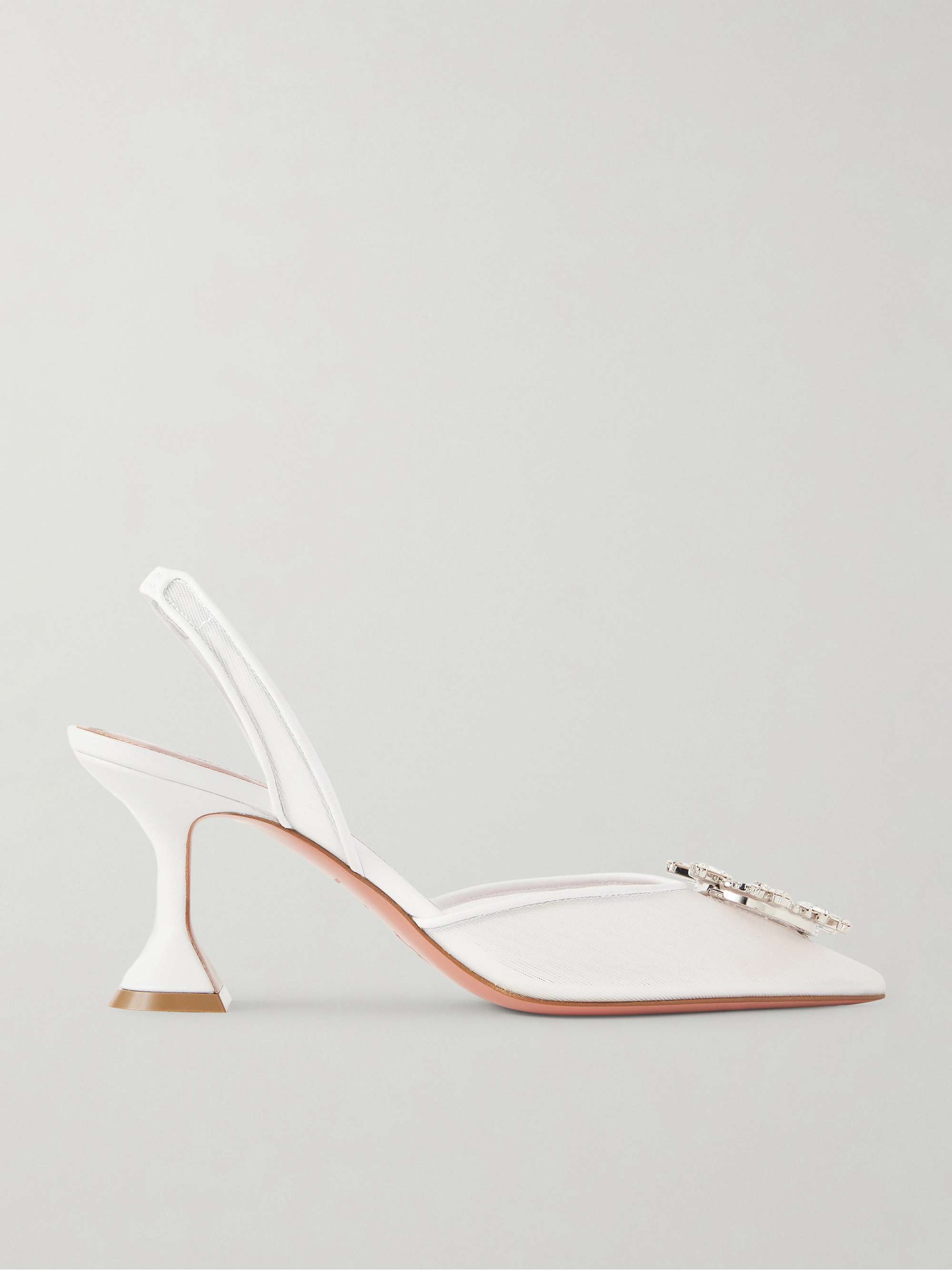 Begum Crystal-Embellished Leather-Trimmed Mesh Slingback Pumps