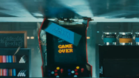 An arcade machine being crushed in Apple's controversial iPad Pro ad.
