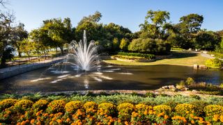 A water feature inside Dallas Arboretum