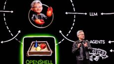 Nvidia CEO Jensen Huang pictured on stage during his opening keynote presentation at Nvidia GTC 2026 in San Jose, California.