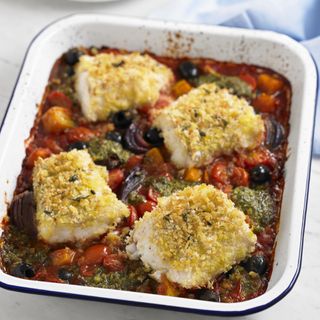 Crispy Cod Tray Bake