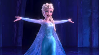 Elsa singing "Let it Go" in Frozen.