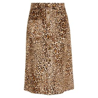 Etro Leopard-print velvet midi skirt