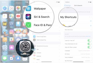Open Settings, tap Siri & Search, tap My Shortcuts