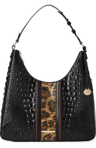 Tabitha Croc Embossed Leather Shoulder Bag