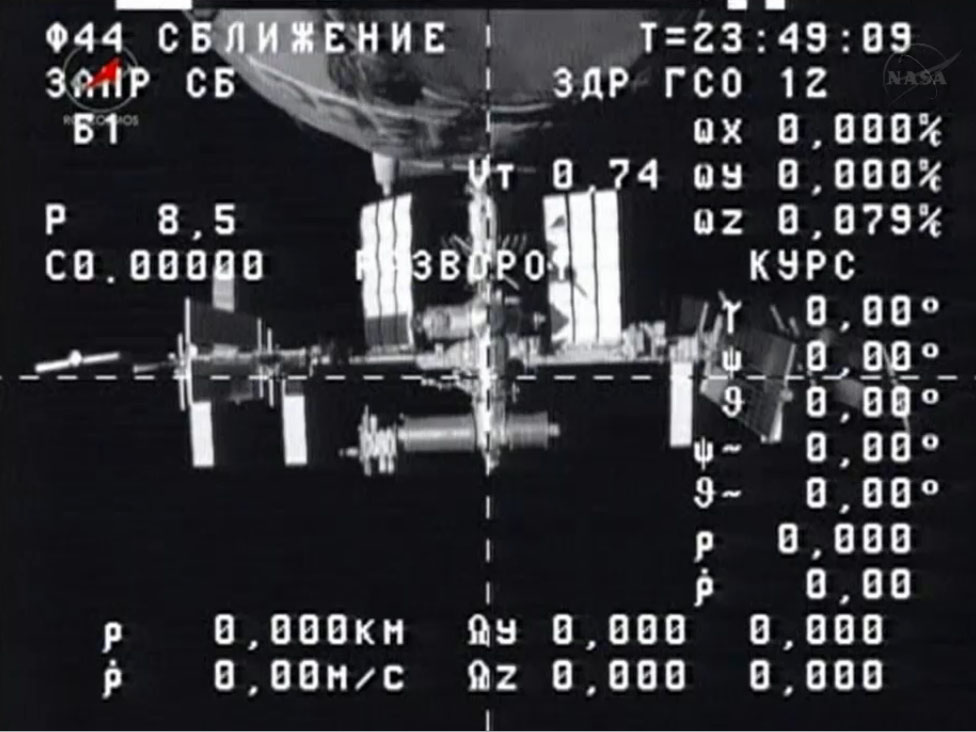 A camera aboard Russia&#039;s unmanned Progress 50 cargo ship captured this view of the International Space Station just after undocking on July 25, 2013. 