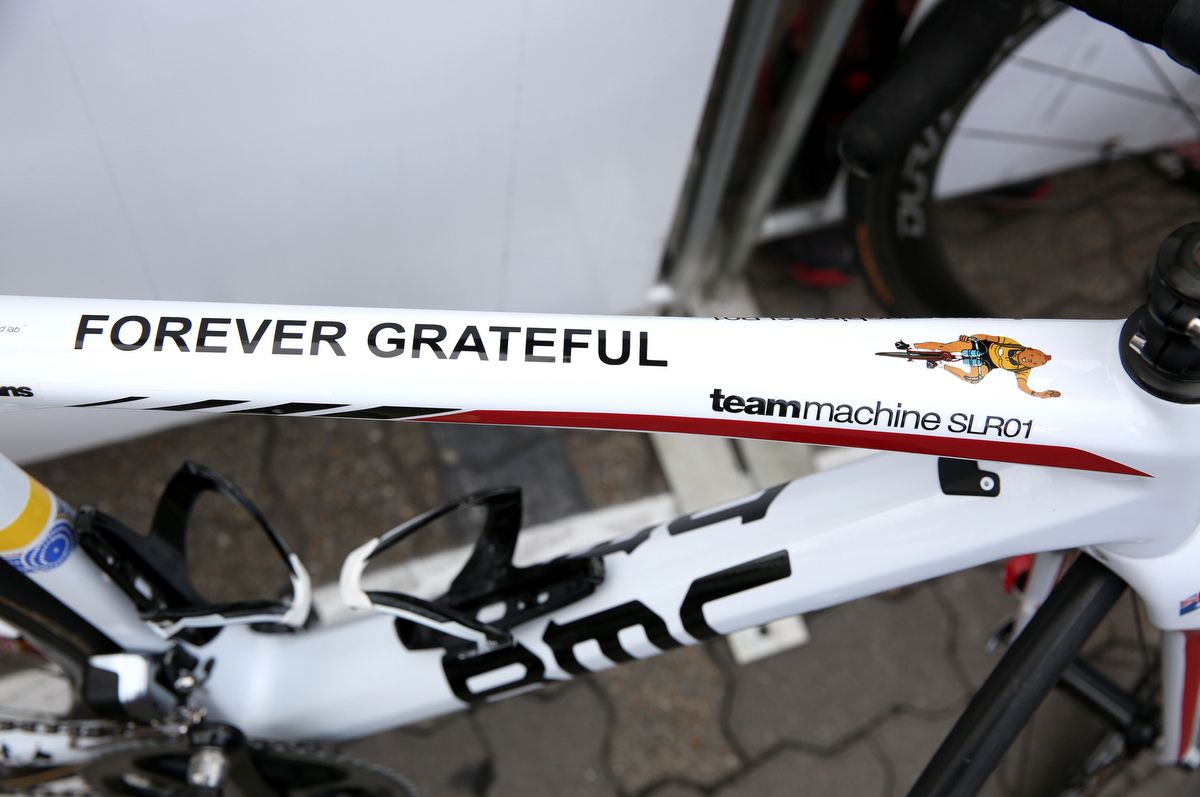 Cadel Evans had a custom painted bike for his final Tour Down Under appearance