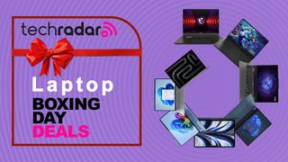 techradar laptop boxing day deals page with logo and laptops