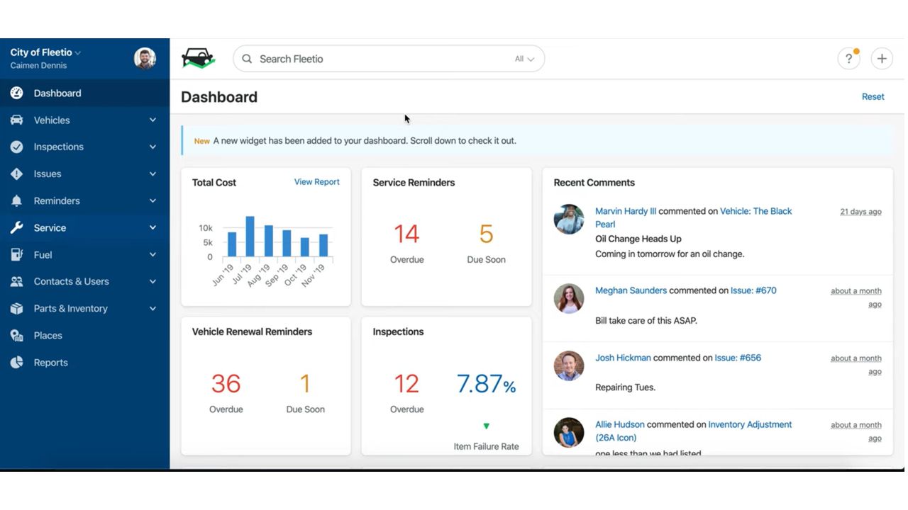 Screenshot of Fleetio