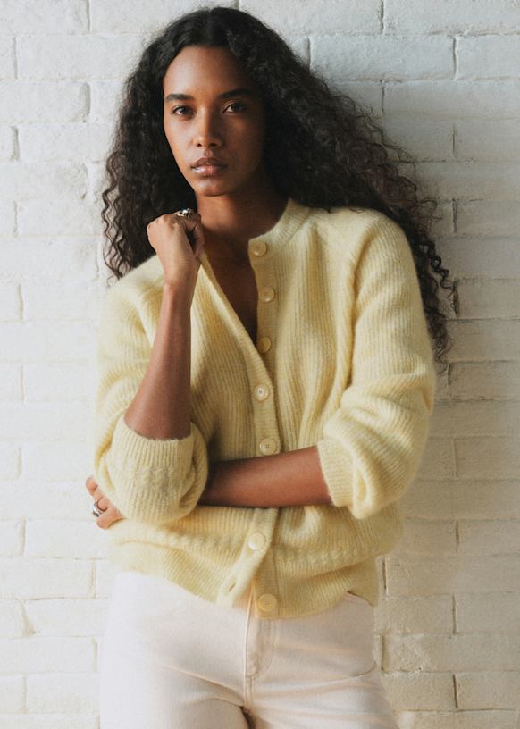 Othello Cardigan - Pastel Yellow - Alpaca - S&amp;eacute;zane