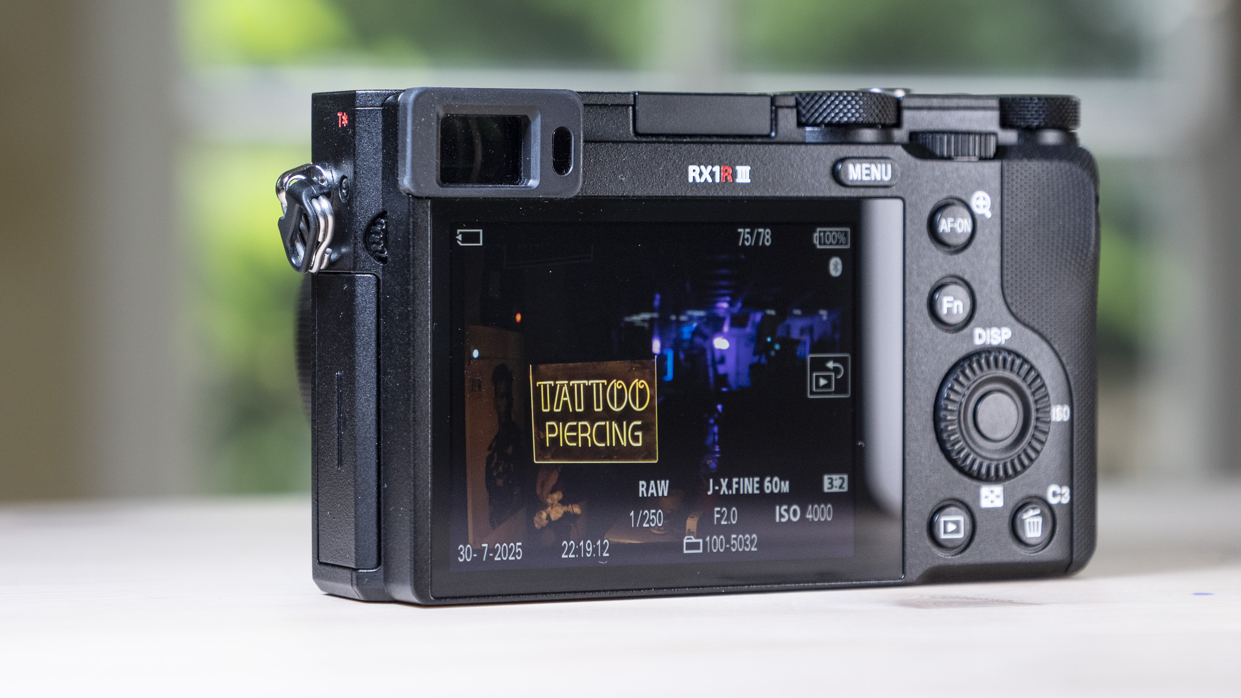 Rear of the Sony RX1R III compact camera